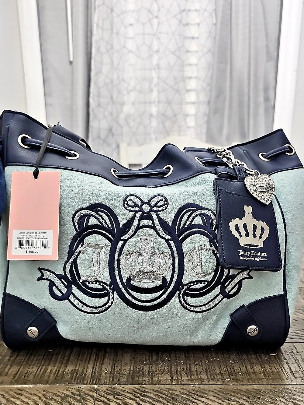 Juicy Couture Juicy Lovers Club Tote in Turquoise & Blue NWT